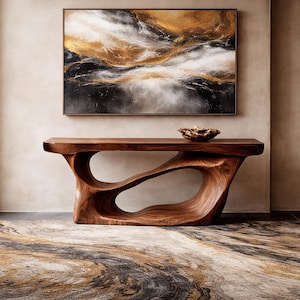 Modern Sculptural Wood Console Table, Handcrafted Accent Table, Unique Entryway Table, Artistic Furniture