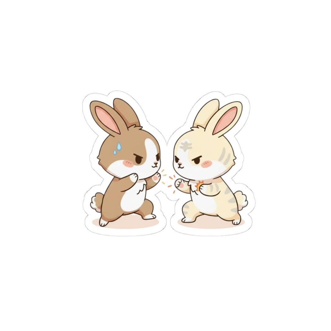 Bunny Fight Kiss-cut Stickers: Anime Rabbit Decals - Etsy