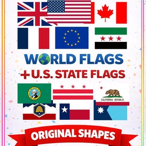 World Flags and USA State Flags Bundle | svg pdf png ico | Commercial Use
