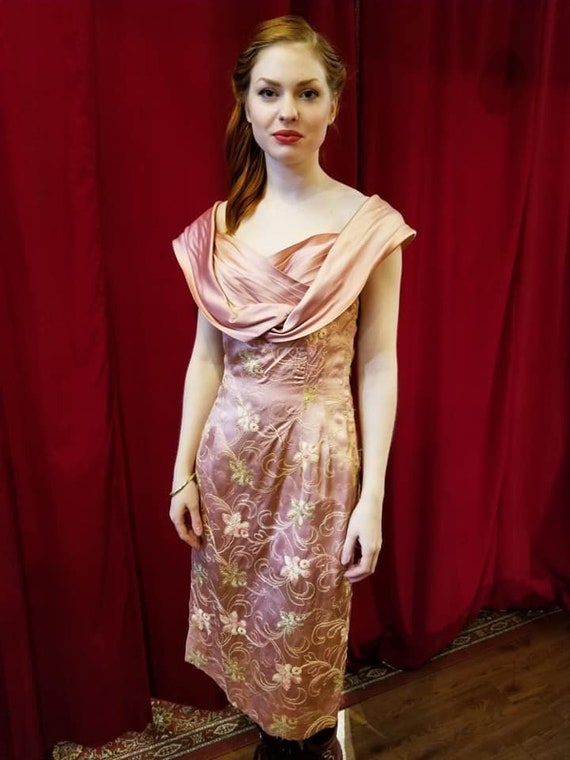 1950s pink wiggle dress