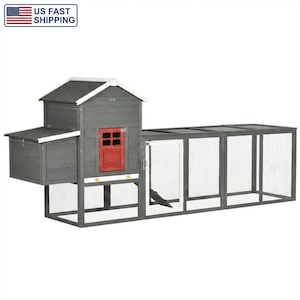 Large Wooden Chicken Coop with Run, Outdoor Hen House for 3-6 Chickens, Poultry Hutch with Nesting Box & Slide-Out Tray, Backyard Chicken