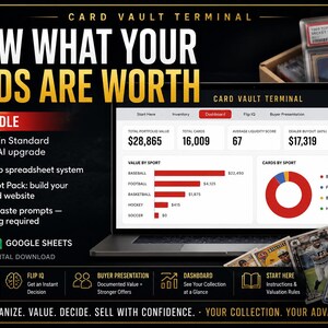 Sports Card Tracker Spreadsheet | Inventory, Valuation, AI Prompt Pack (Digital Download)