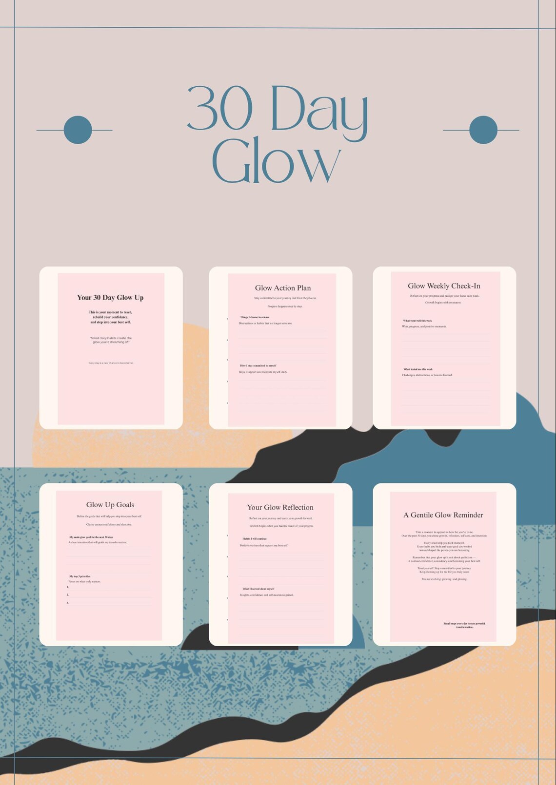 30 Day Glow up Planner, Self Care Journal, Habit Tracker (PDF) - Etsy