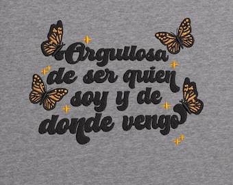 Latina Pride Embroidery Design | Spanish Quote, Butterfly (5x7 Hoop) (Digital Download)