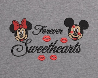 Cute Mouse Couple Embroidery Design | Classic Mouse Girl & Boy with kisses | Valentine Love Theme | Romantic Trendy Embroidery Design