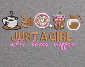 Coffee Lover Embroidery Designs: Latte, Iced Drink, Espresso Machine Embroidery File Caffeine Embroidery Design (Digital Download)