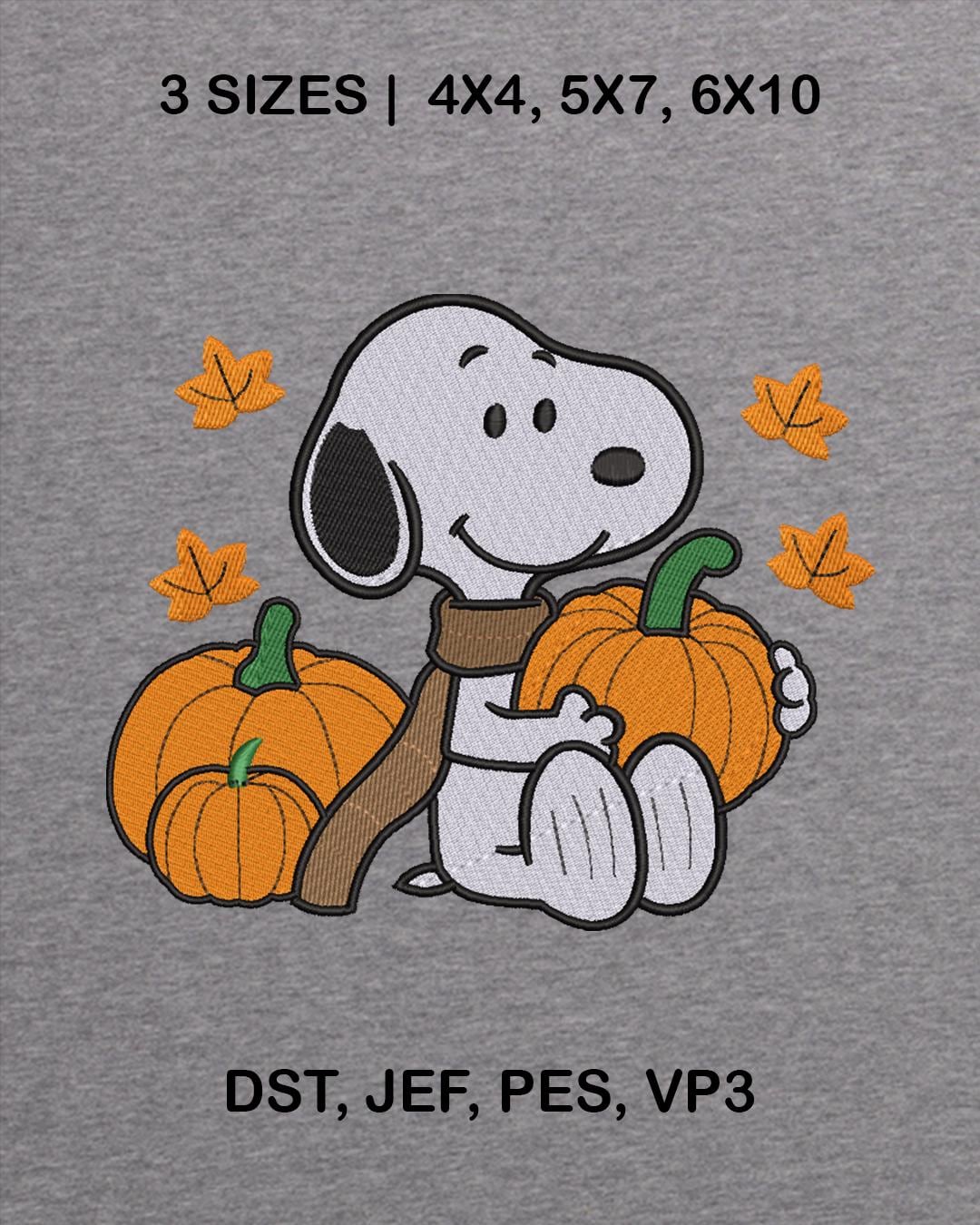 Snoopy Fall Pattern Snoopy Pumpkin Embroidery Design | Fall Peanuts-inspired (digital ...