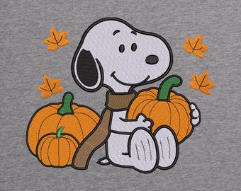 Snoopy Pumpkin Embroidery Design | Fall Peanuts-Inspired (Digital Download)