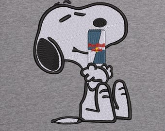 Snoopy with Soda Can Embroidery Design | Cute Snoopy Embroidery Design | Peanuts Dog with Bow Trendy Embroidery Design