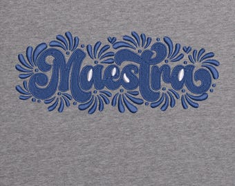 Maestra Embroidery Design | Spanish Teacher Trendy Design | Floral Name | Teacher Gift