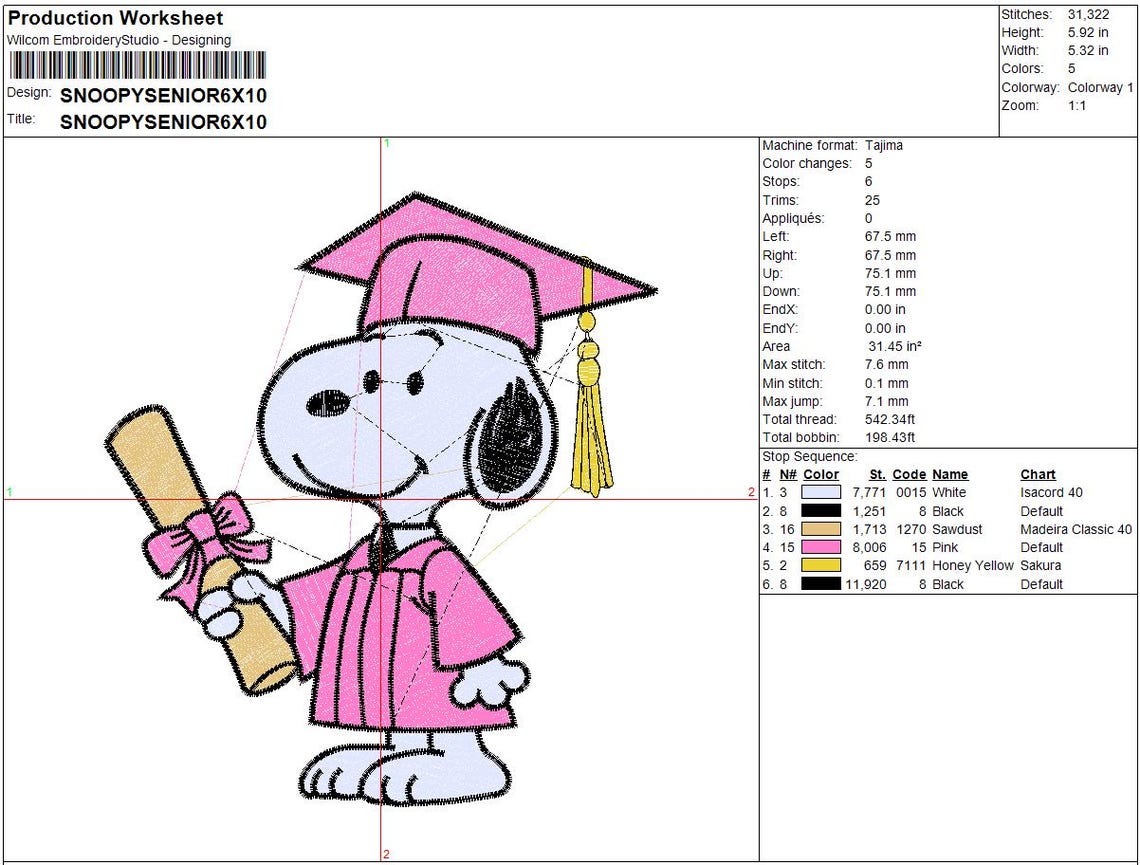 Snoopy Senior Embroidery Design | Peanut Dog Graduation Design - Etsy