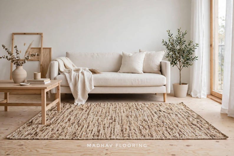Textured Rug Patterns Handwoven Boucle Wool Rug – Natural Fiber, Boho Farmhouse Runner ...