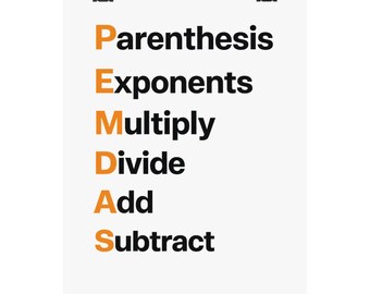 Póster de matemáticas PEMDAS / Arte para el aula sobre el orden de operaciones