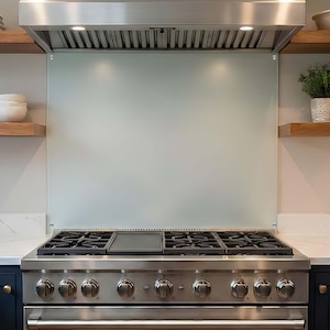 Satin Frosted Glass Backsplash, Modern Tinted Tempered Glass Splashback, Sleek Kitchen Stove Backsplash, Minimalist Glass Panel