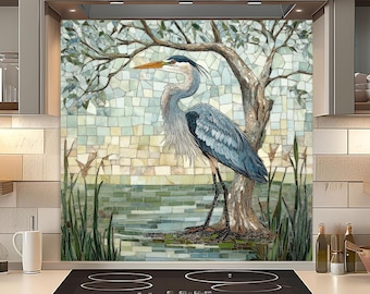 Protector contra salpicaduras de vidrio Heron, protector contra salpicaduras de vidrio templado para cocina, protector contra salpicaduras de cocina estilo vidrio templado, panel protector contra salpicaduras de estufa estilo granja