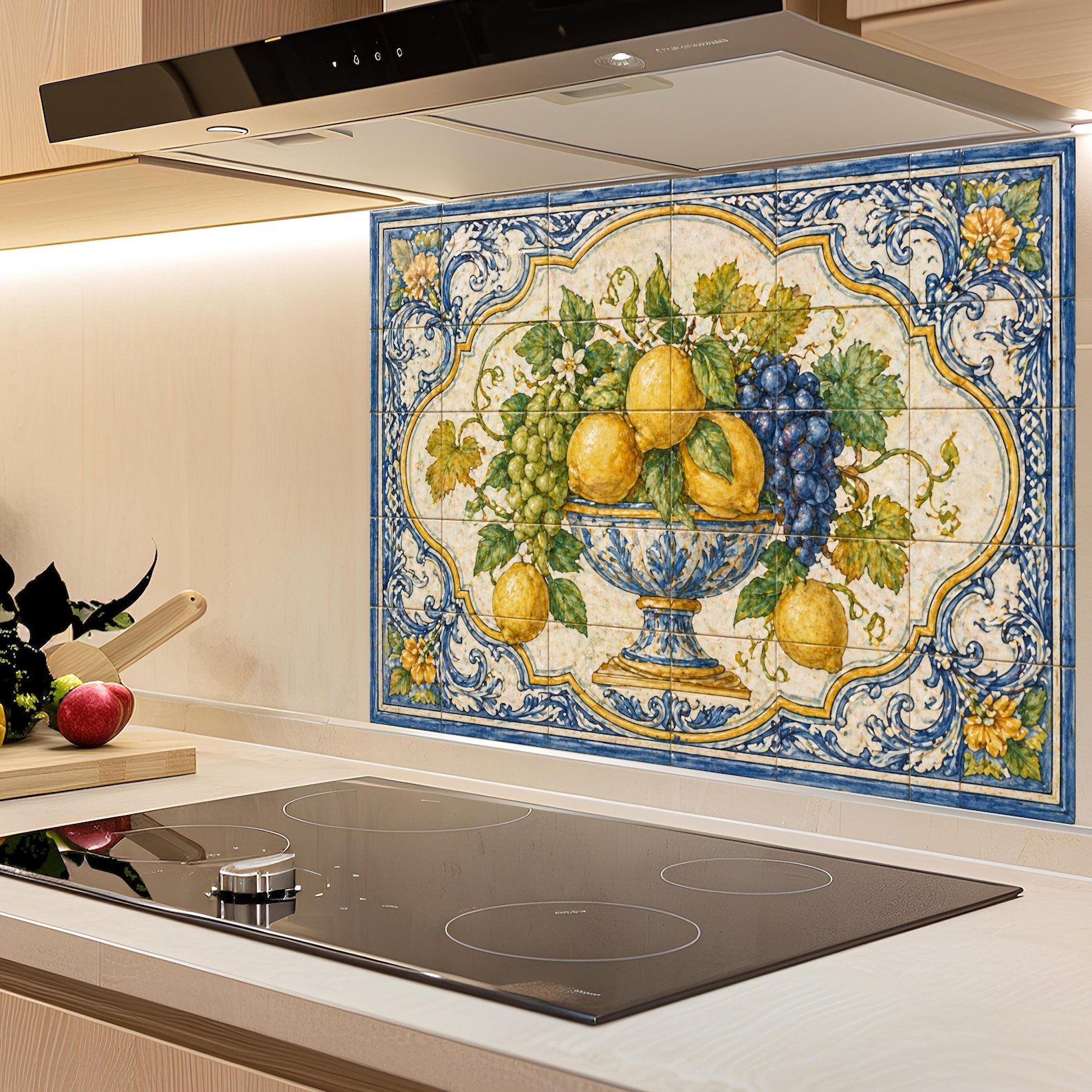 Lemon Splashbacks Mediterranean Fruit Tile Glass Backsplash, Tempered Glass Backsplash ...
