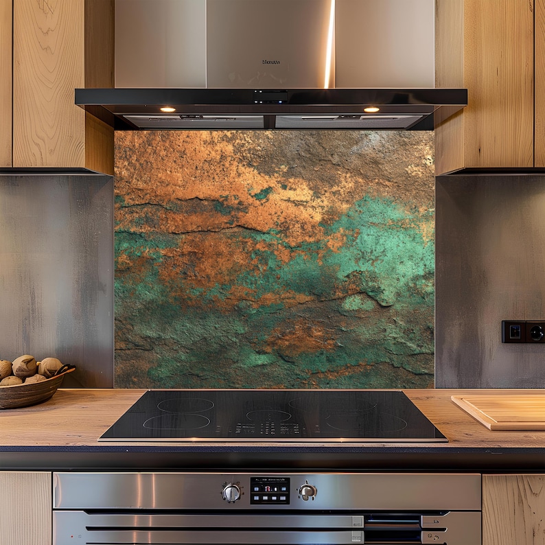 Rust Kitchen Splashback Rust Patina Glass Backsplash, Tempered Glass Backsplash for Kitchen ...