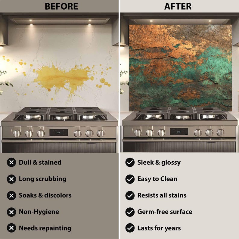 Rust Kitchen Splashback Rust Patina Glass Backsplash, Tempered Glass Backsplash for Kitchen ...