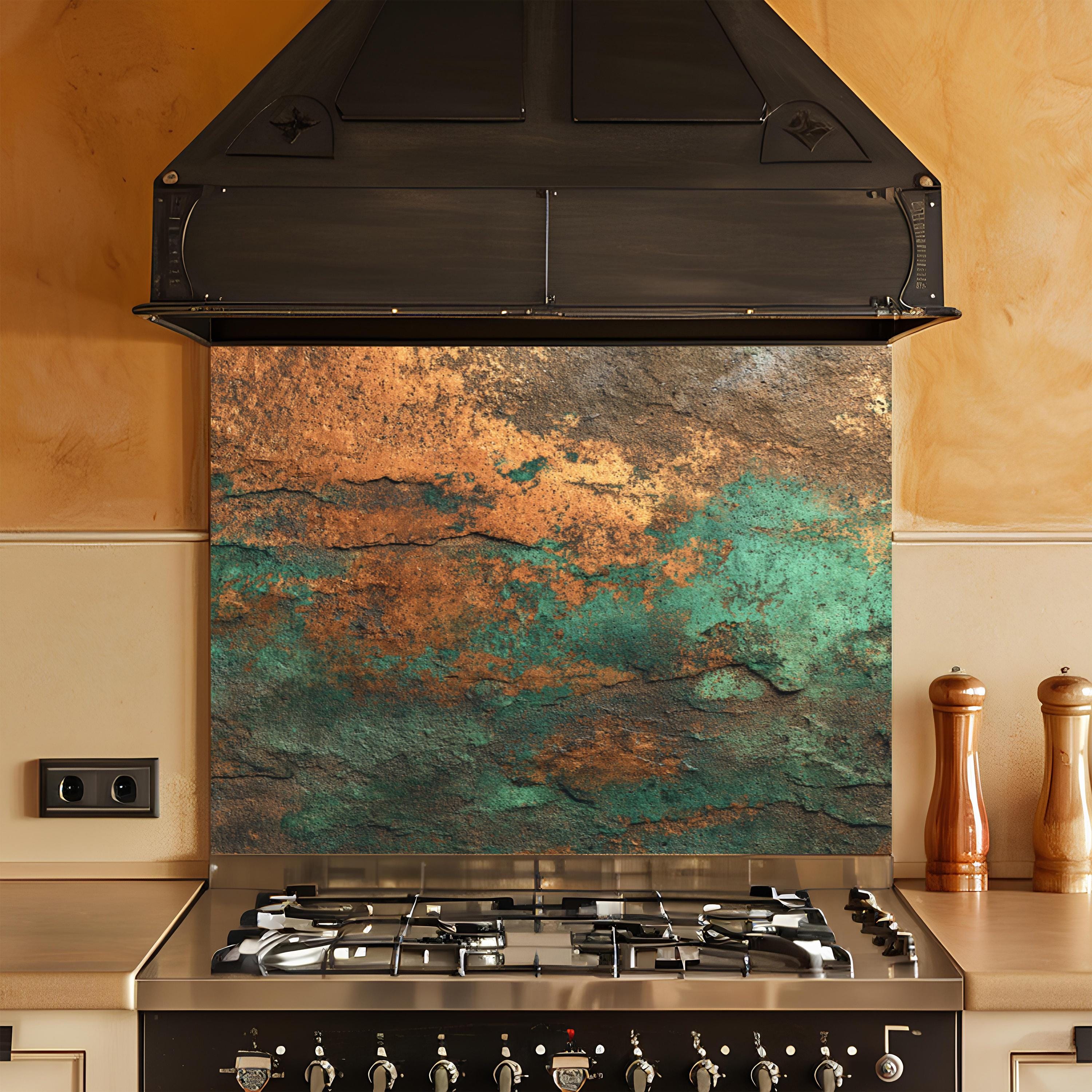 Rust Kitchen Splashback Rust Patina Glass Backsplash, Tempered Glass Backsplash for Kitchen ...