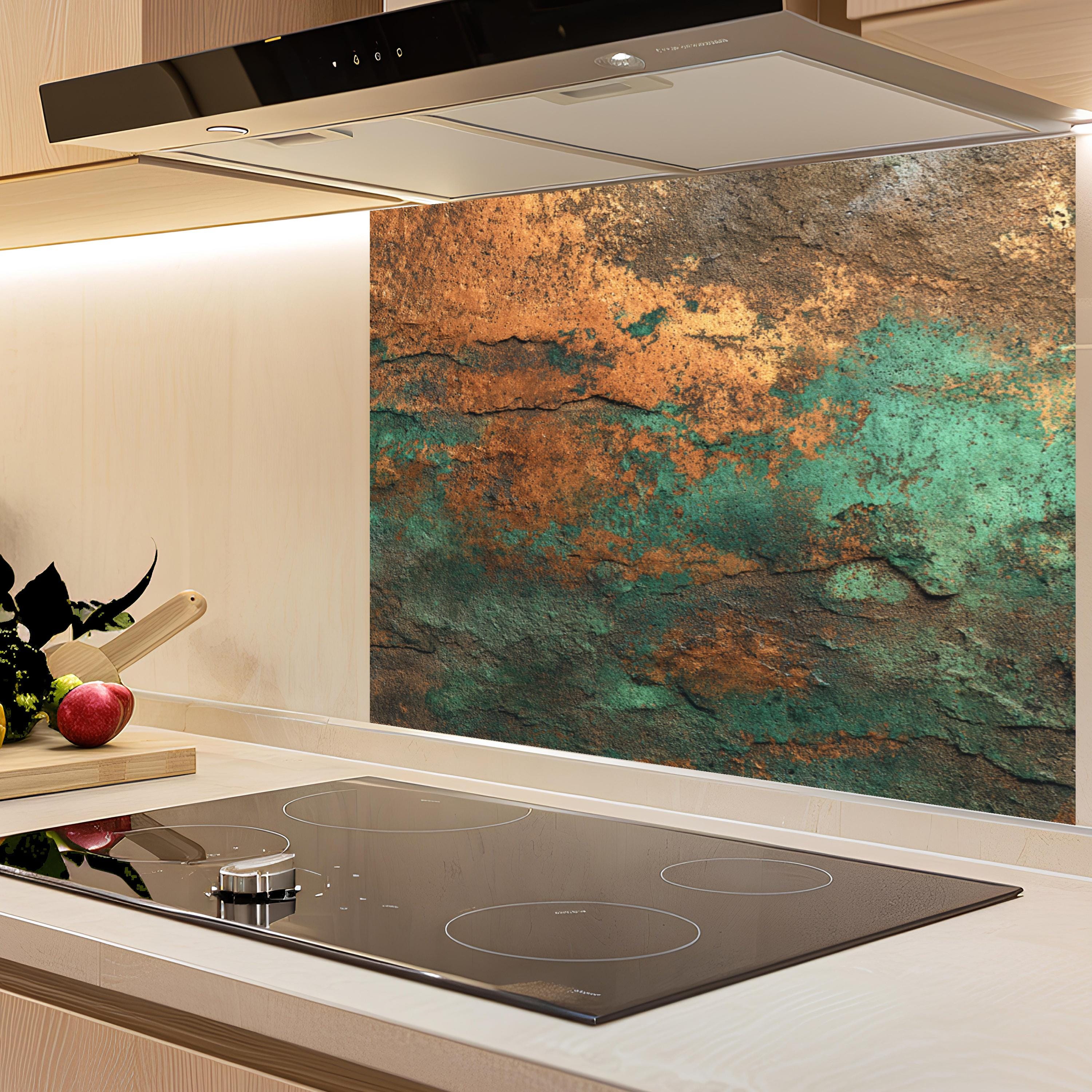 Rust Kitchen Splashback Rust Patina Glass Backsplash, Tempered Glass Backsplash for Kitchen ...