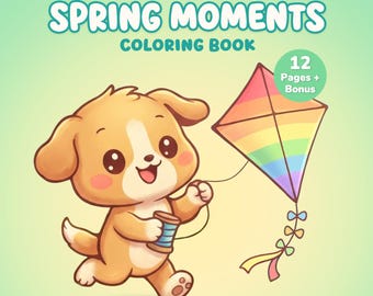 Printable Coloring Pages for Kids – Spring Moments Animals Preschool Coloring Book – Instant Digital Download