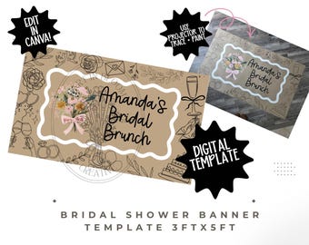 Bridal Shower Banner Template, Banner Mockup, Digital Banner Design, Bridal Brunch Banner, Digital Download Bridal Shower banner, Bridal