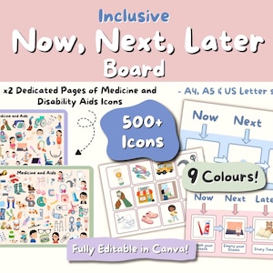 Inclusive Now, Next, Later Board / Disability Aids Icons / SEN Visual Schedule Tool