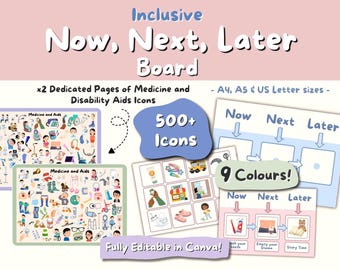 Inclusive Now, Next, Later Board / Disability Aids Icons / SEN Visual Schedule Tool