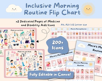 Inclusive Morning Routine Flip Chart / Disability Aids Icons / Visual SEN friendly Support Tool