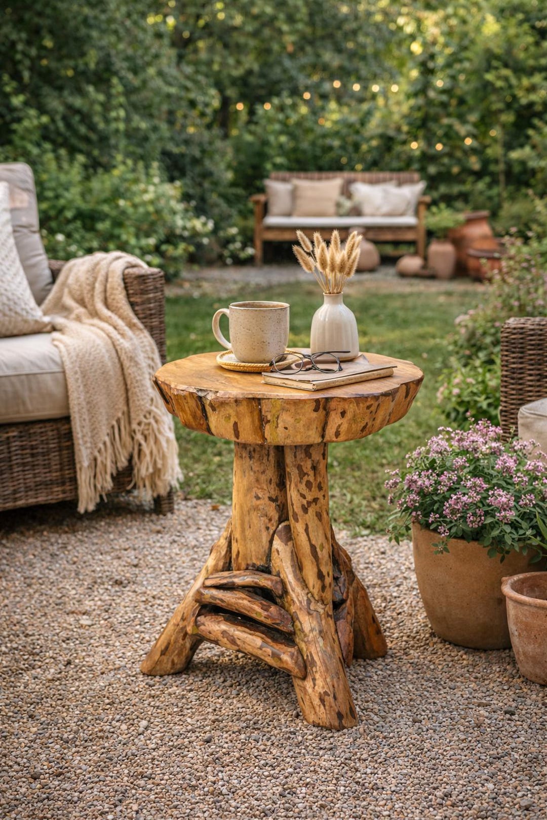 Solid Wood Live Edge Side Table | Rustic Log Furniture, Farmhouse Decor ...