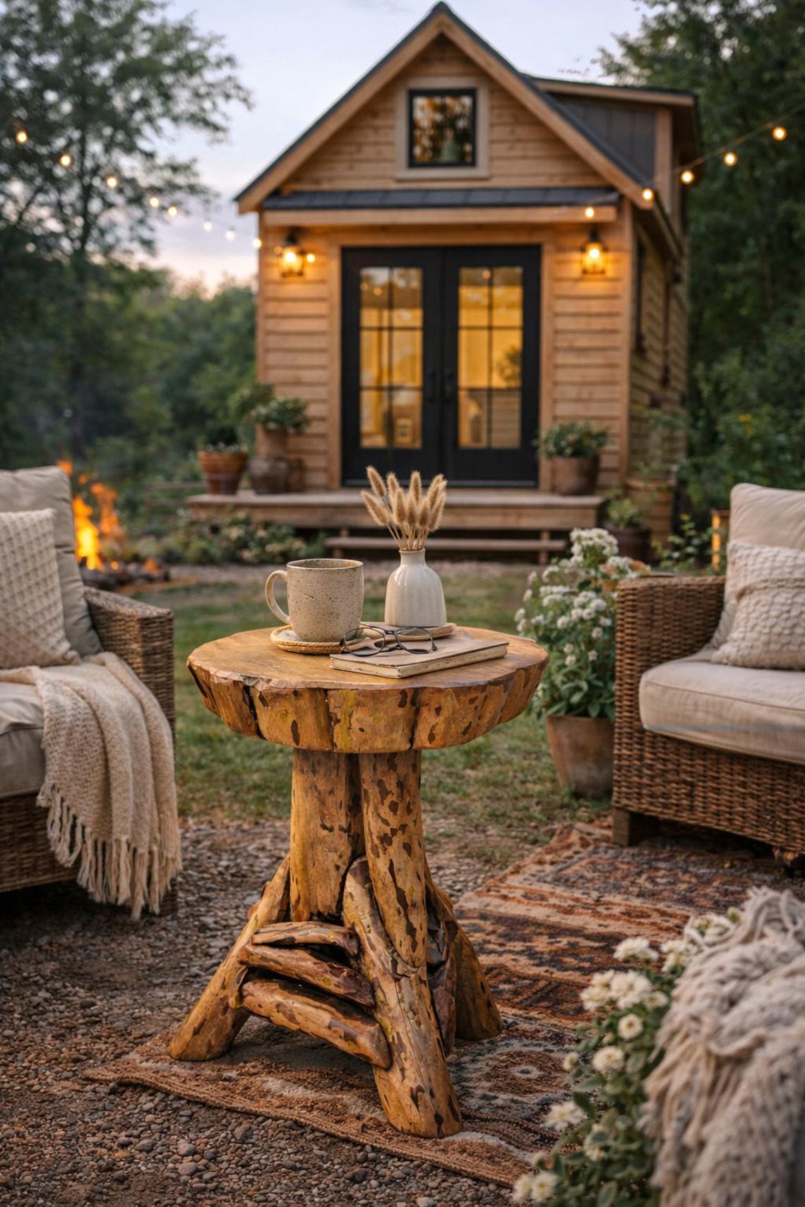Tree Root Stool – Rustic Wooden Side Table – Handmade Natural Wood ...
