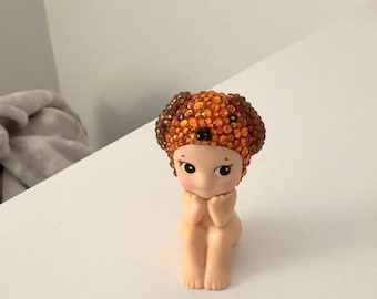 Burgundy Bling Dog Sonny Angel Handmade Rhinestone Custom Figure