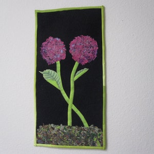 Pink and Purple Flowers Quilted Wall hanging.