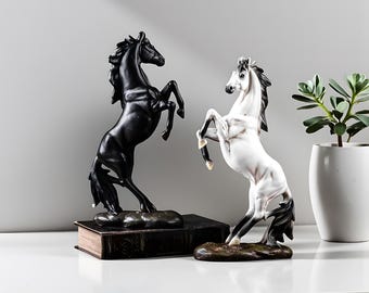Handcrafted Rearing Horse Sculptures – Elegant Horse Statues for Home Décor – Realistic Animal Figurines