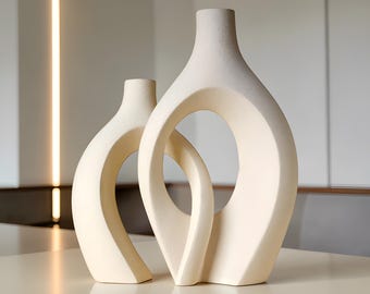 Modern Abstract Ceramic Vase Set | Sculptural Decor | Boho Pampas Vase