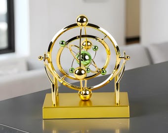 Gold Atom Sculpture | Science Desk Decor