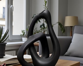 Abstract Modern Sculpture Vase | Minimalist Ceramic Decor | Contemporary Art Object | Black & White Home Accent