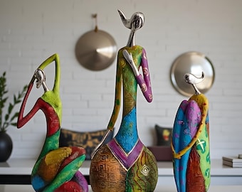 Handmade Abstract Figurine | Colorful Boho Home Decor Art Statue