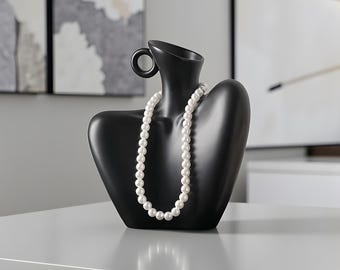 Abstract Black White Vase Set, Sculptural Minimalist Home Decor, Contemporary Art