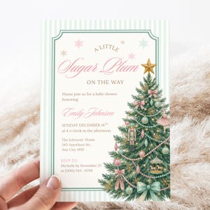Sugar Plum Baby Shower Invitation, Nutcracker Pink Mint Theme, Baby Girl Baby Shower Invite, Christmas Nutcracker Invitation, Canva Template