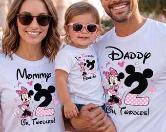 Och Twodles, koszulka urodzinowa Minnie, impreza z Myszką Minnie, koszulka urodzinowa Disneya, koszulka na drugie urodziny, wycieczka do Disneylandu, koszulka urodzinowa z księżniczką