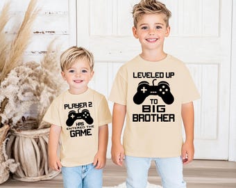 Leveled Up to Big Brother Shirt: Family Sibling Shirts
