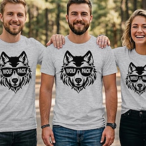 Vargflockskjortor, Anpassade familjegruppskjortor, Matchande familjeoutfit, Varggrafik-tröja, Familjesemesterskjortor