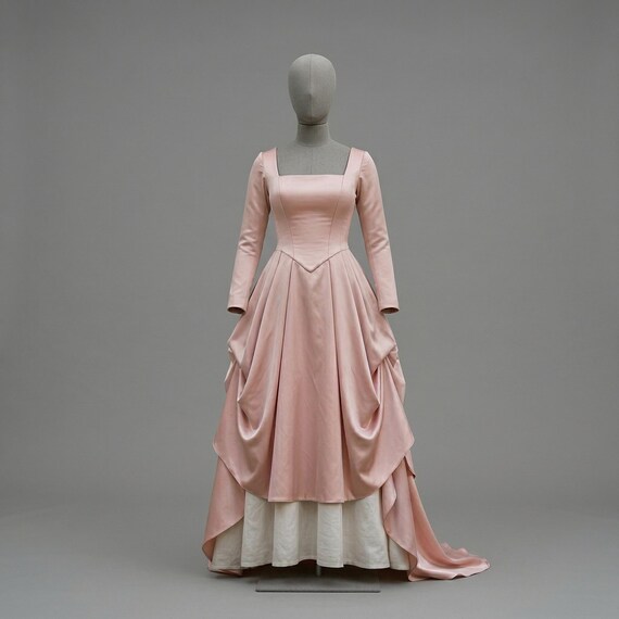 layered renaissance dress Dress, Draped Overskirt Medievel Costume, Long Sleeve Fantasy Outfit , Elegant LARP Clothing, Women Princess Gown Dresses: Formal Dresses