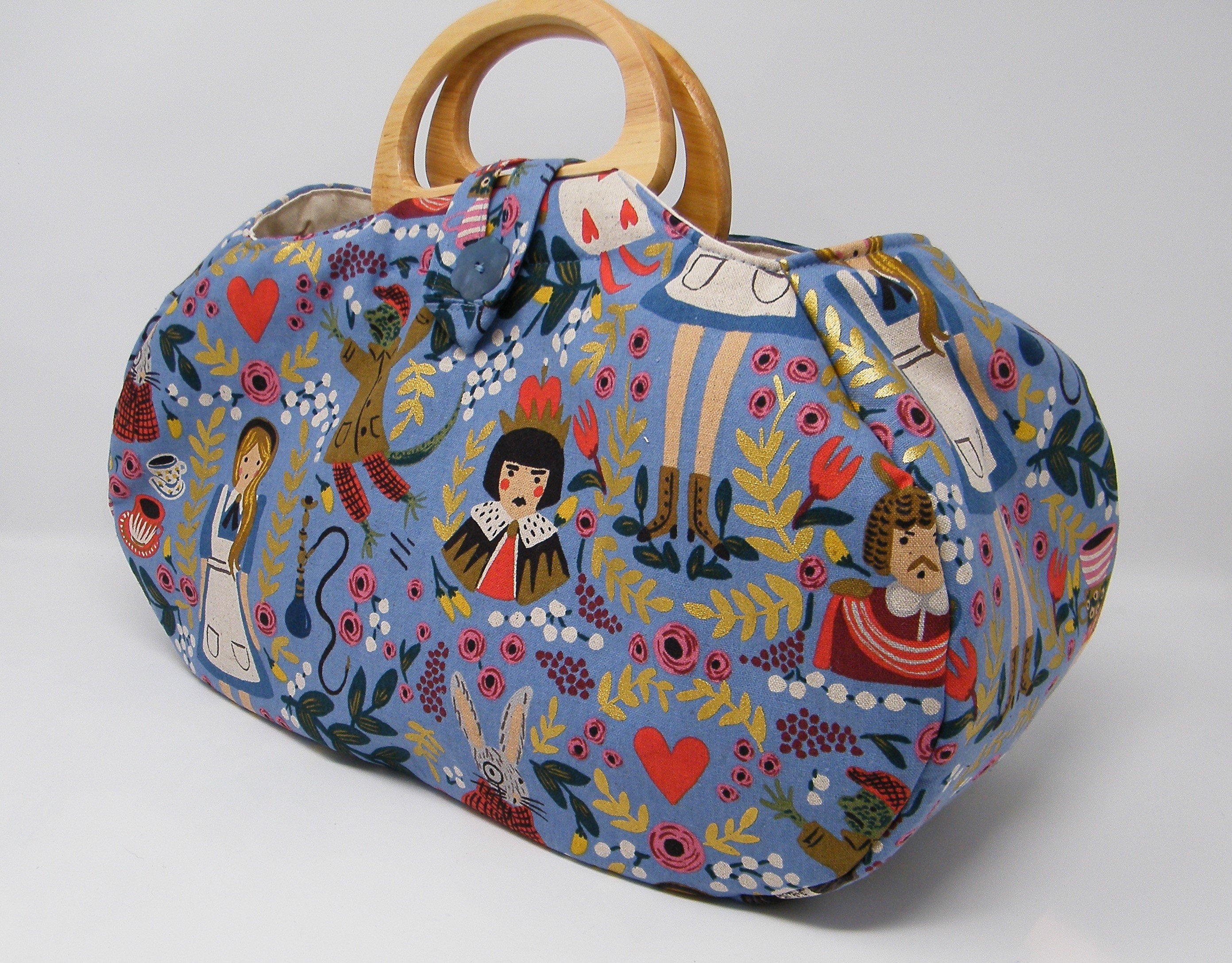Large project bag. Alice in Wonderland fabric knitting bag. | Etsy