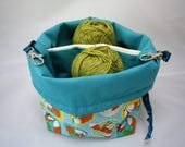 Sock Sack. Two at a Time sock knitting bag. Deluxe Project Bag with built in yarn organisation