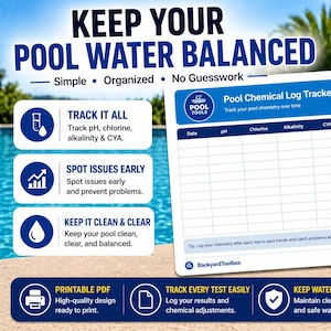 Pool Chemical Log Sheet | Pool Tracker Printable, Water Test Log, Pool Chemistry Tracker, Pool Maintenance Log, PDF Download