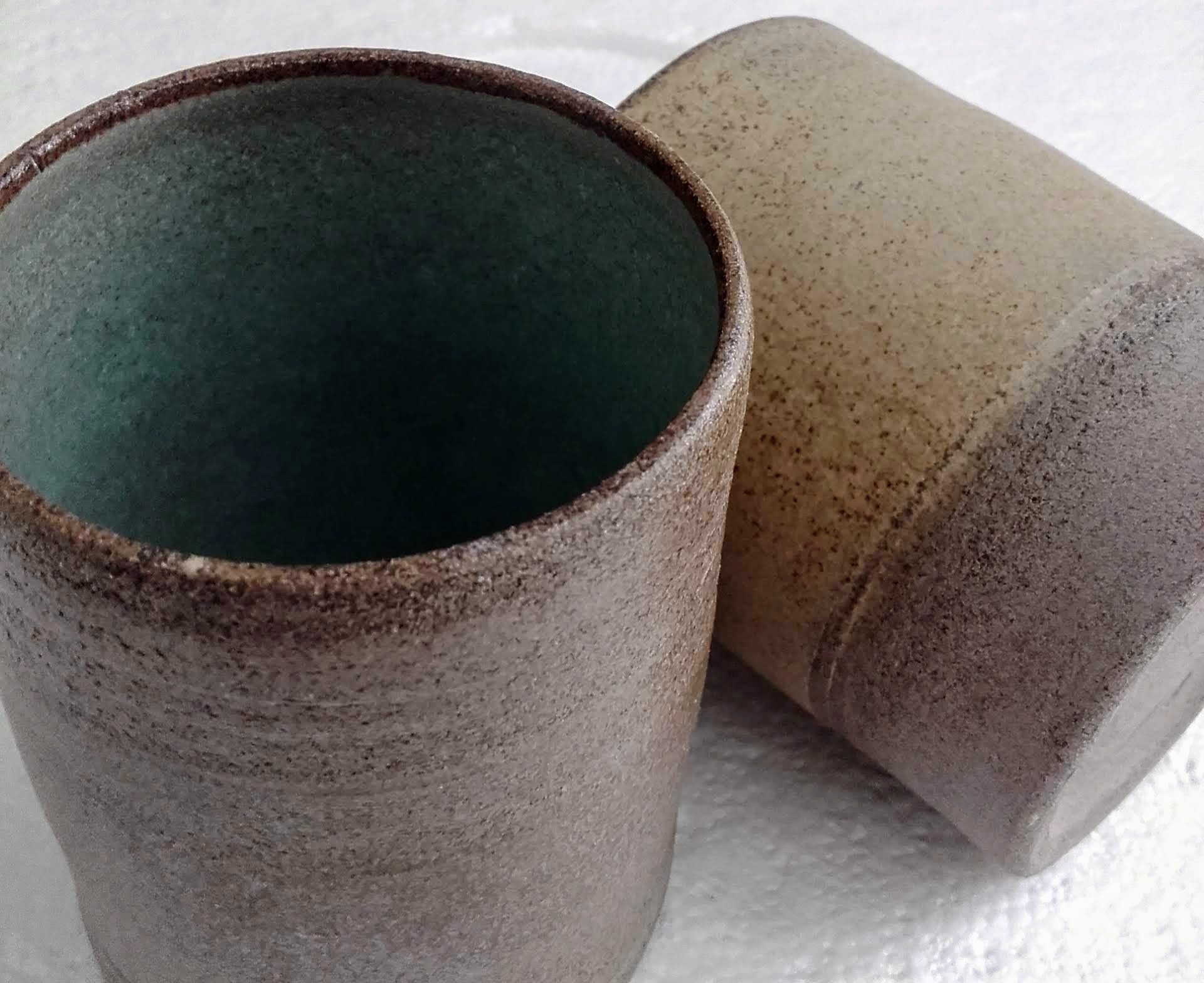 Handmade coffe mugs ceramics no handle. set of 2 cups. Free Etsy