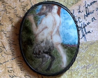 Antique Painted Bisque Brooch