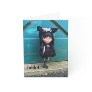 Blythe Greeting Card, Birthday card, Doll Card, Doll, Handmade, Gothic, Bat,  Photography, Doll Collector, Doll Collection